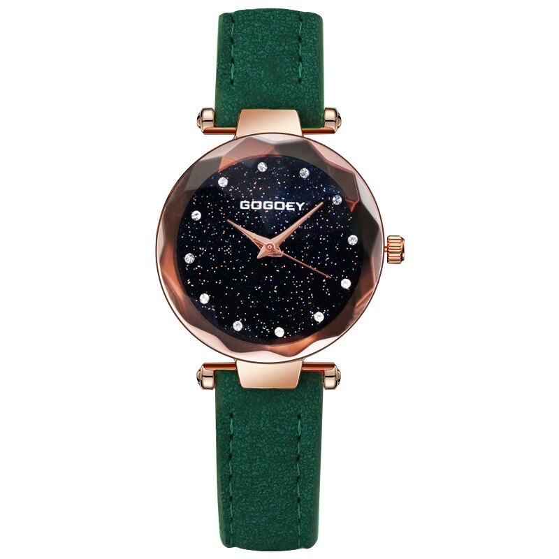 Gogoey frauen Uhren Leder Armbanduhr Frauen Uhren Damen Uhr Mujer Bajan Kol Saati Montre Feminino: green