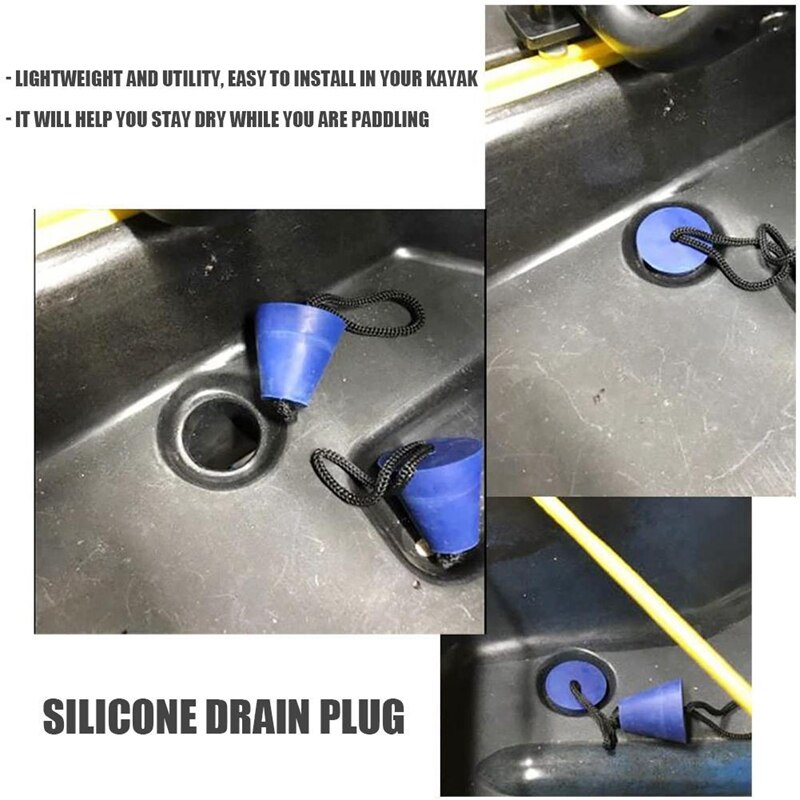 4x universell silikon kajakk supper støpsel sett-kajakk kano dreneringshull kork spett erstatningsdel til alle større merker
