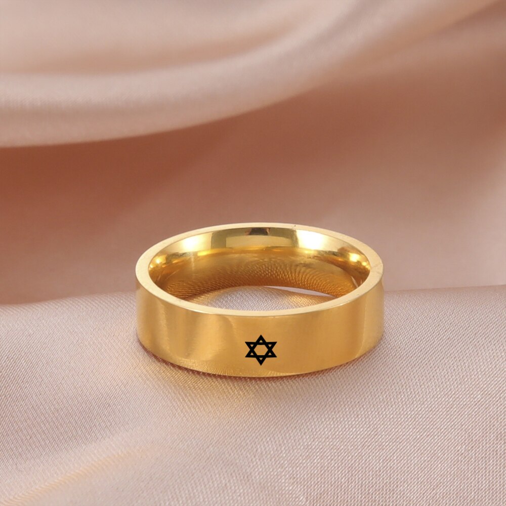 COOLTIME-Anillo de estrella de David judía, anillos de dedo de pareja de acero inoxidable para hombres y mujeres, amuleto minimalista, de joyería, novedad de 2025