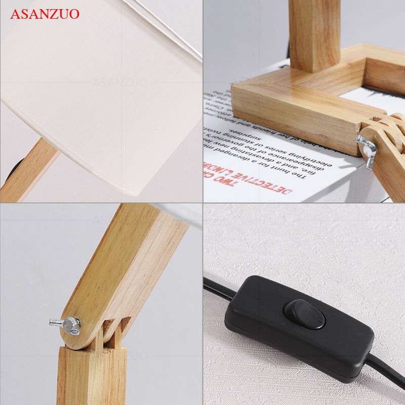 Nordic Art Houten Robot Vormige Tafellamp Moderne Woonkamer Slaapkamer Bedlampje Studie Decor Led Bureaulamp E14