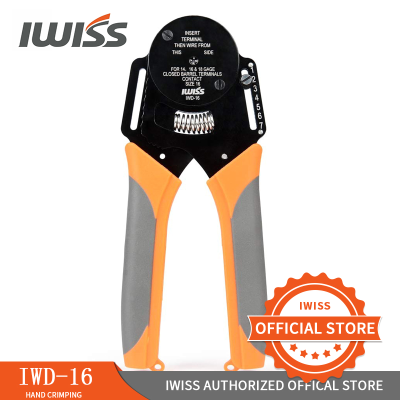 Iwiss IWD-16 Mini Crimper Piller 18/16/14 Awg Hand Tool Voor Deutsch Connector Deutsch Dt, Dtm, dtp Terminal W2 Tang
