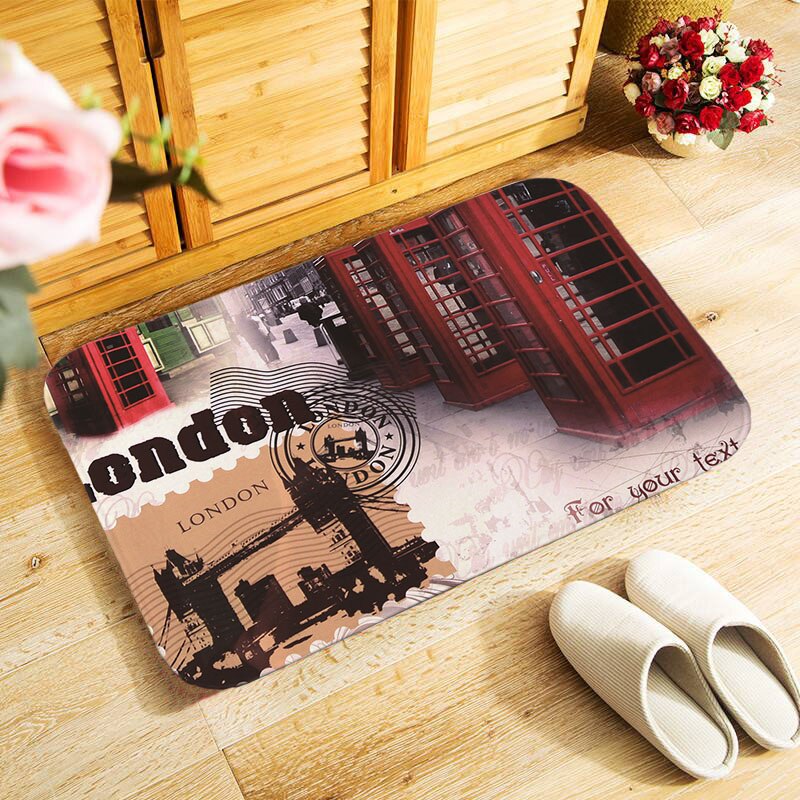 Retro london mobiltelefonboks 40 x 60cm udendørs entré dørmåtte lille område tæppe til soveværelse køkken gang dørmåtte skridsikre dørmåtte: Mu 133