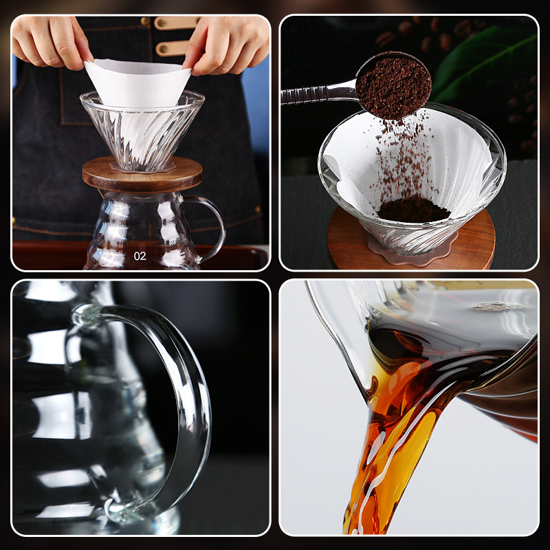 Heat Resistant Borosilicate Glass Hand Drip Coffee Pot Carafe Share Pot Pour Over Coffee Server Drip Coffee Pot