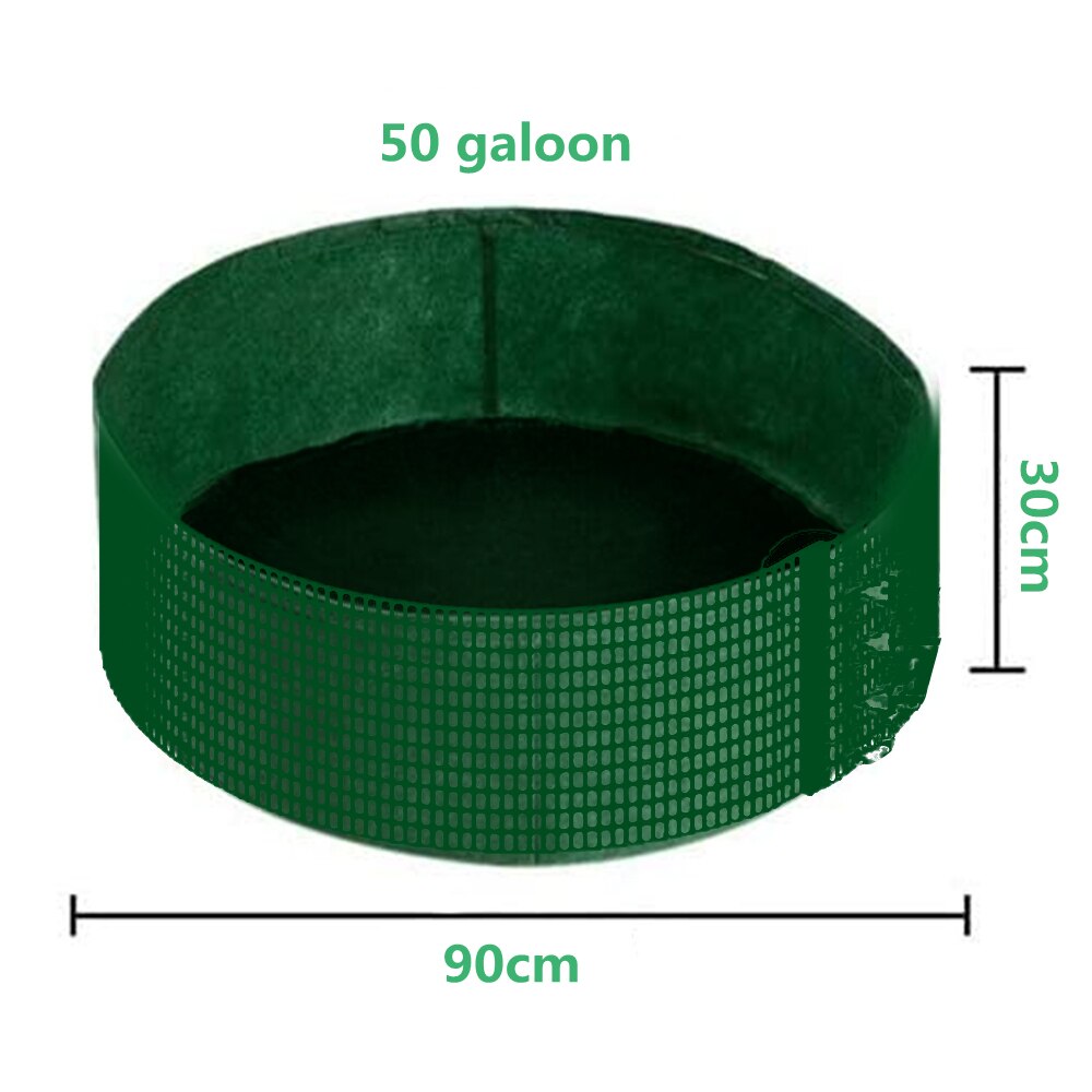 50/100 Gallons Fabric Garden Raised Bed Round Planting Container Grow Bags Fabric Planter Pot Green Garden iron Fence: Green 50 gallon