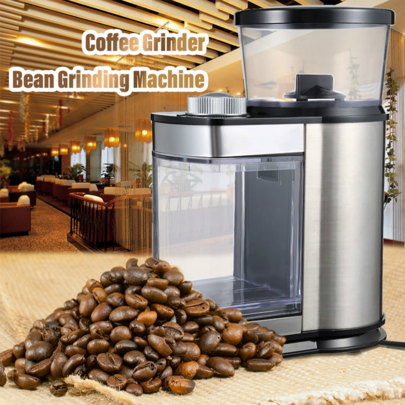 Elektrische koffiemolen koffiemolen machine rvs box Anti-jump Platte Wiel slijpmachine koffiemolen