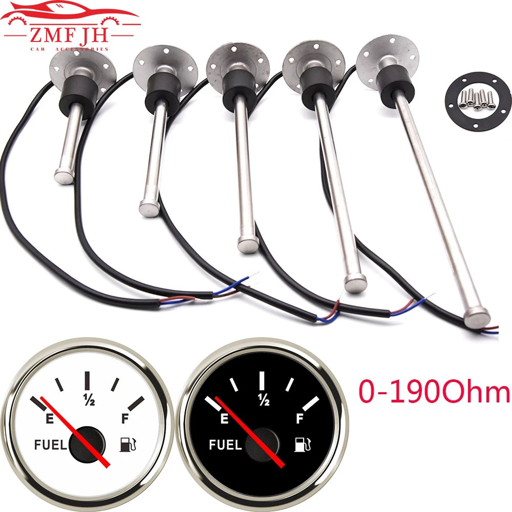 52MM Fuel Level Gauge with Fuel Level Sensor 100MM 125MM 150MM 200MM 250MM 400MM 0-190ohm Oil Liquid Tank Fuel Level Indicator
