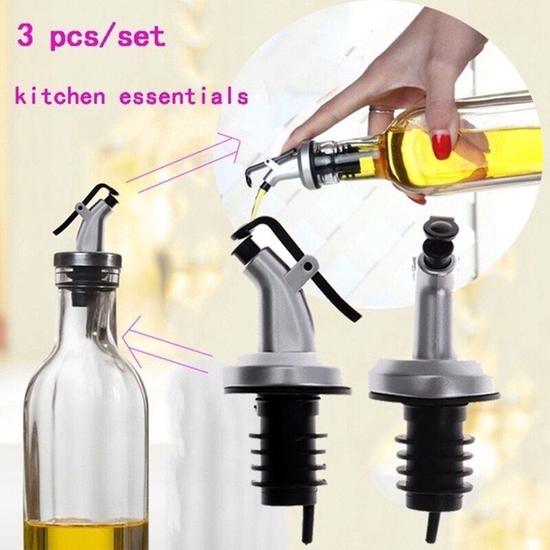 1/3Pcs Flessenstop Lekvrije Wijn Stop Fles Cap Wijn Schenker Tuit Stopper Dispenser Olijfolie Spuit keuken Gereedschap