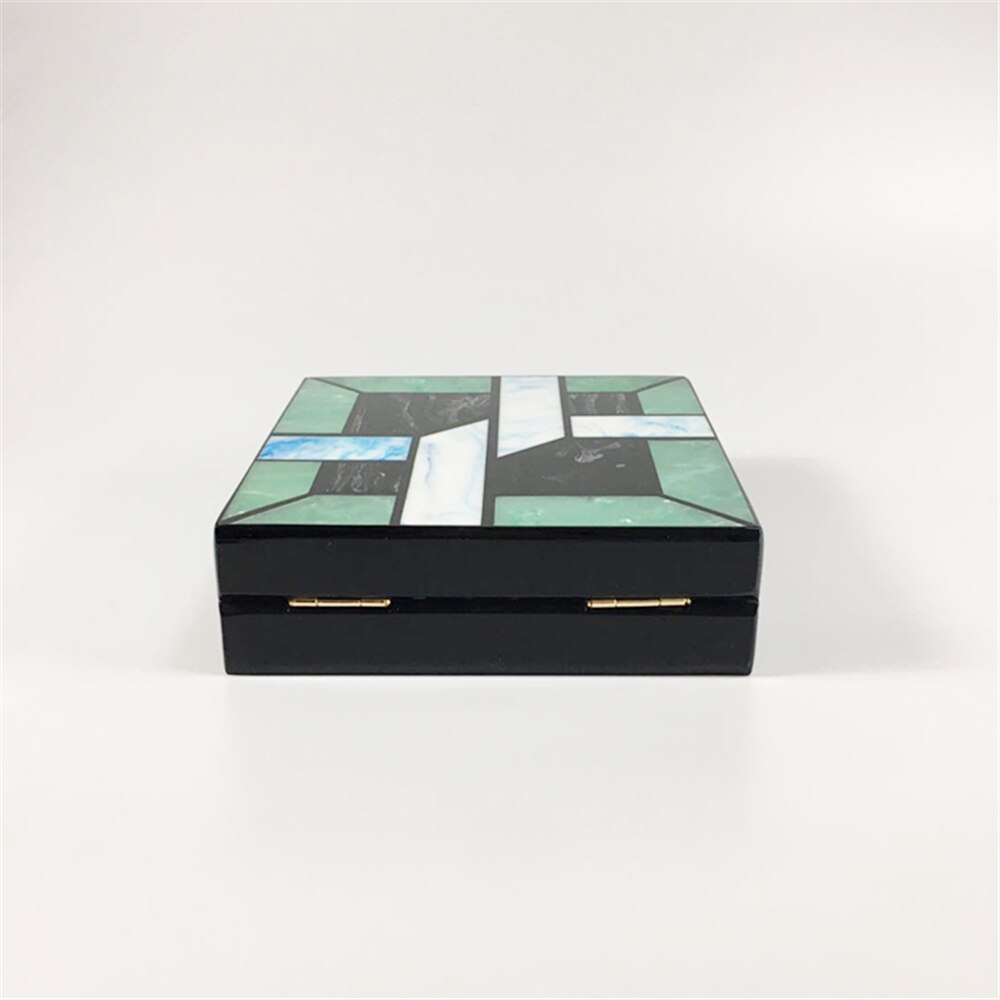Messenger Bag Vintage Zwart Wit Groen Patchwork Avondtasje Bal Hoofd Sluiting Handtas Party Trendy Acryl Chic Clutch Purse