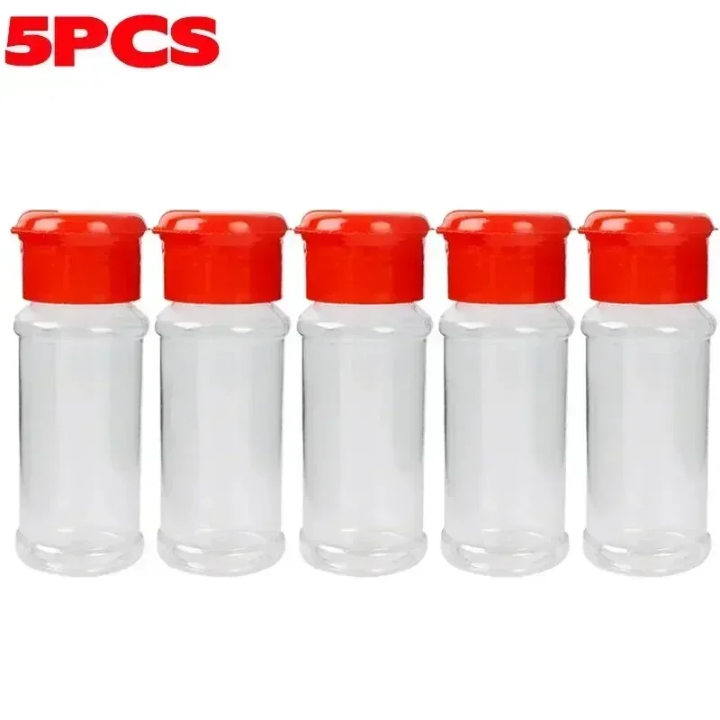 Tarro de especias de plástico transparente, botella de condimento de cocina, sal, pimienta, recipiente, tarro de condimentos para barbacoa, herramientas de almacenamiento de especias de cocina: Multicolor