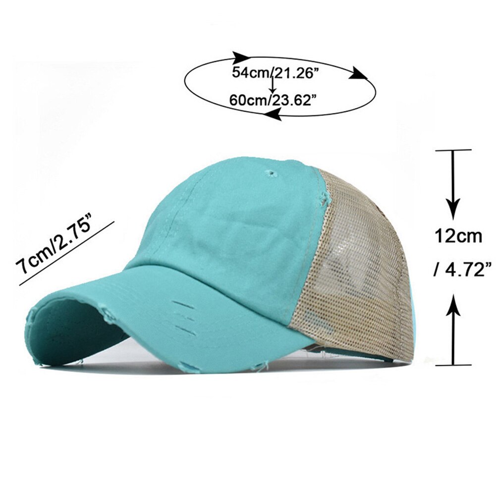 Kvinder flået anti uv mesh hestehale hat justerbar udendørs sport baseball cap justerbar bred ramme hestehale revet baseball cap