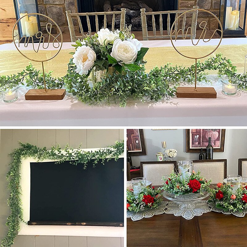 3PC Artificial Eucalyptus Garland, Faux Vines Greenery Garland Wedding Backdrop Arch Hanging Plant