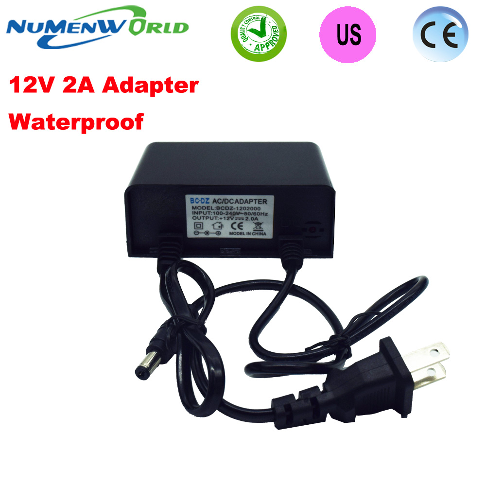 Vattentät utomhus strömförsörjningsadapter us america plug för cctv kamera ip kamera dvr, ingång  ac100-240v utgång  dc12 v 2a omvandlare