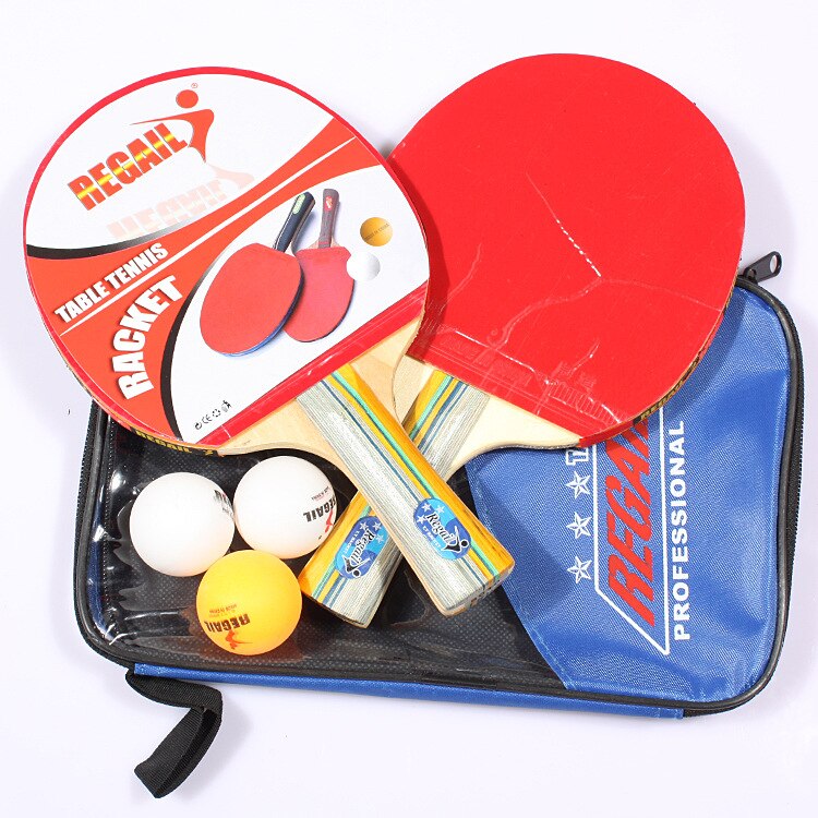 Horizontale Grip Shake hand Grip Tafeltennis Racket Pingpongpeddel puistjes In rubber Ping Pong Racket Racket Pouch 1 Paar bal