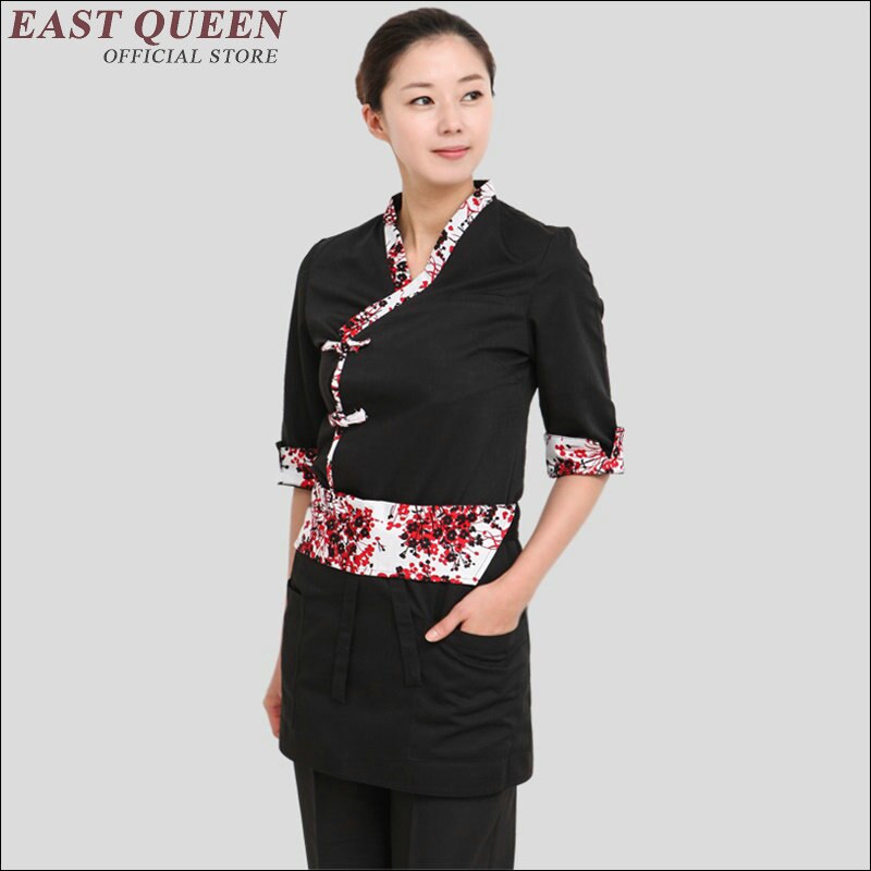 Madservice catering tøj kvinder sushi kok uniform restaurant servitrice uniformer japansk restaurant uniformer  aa1401