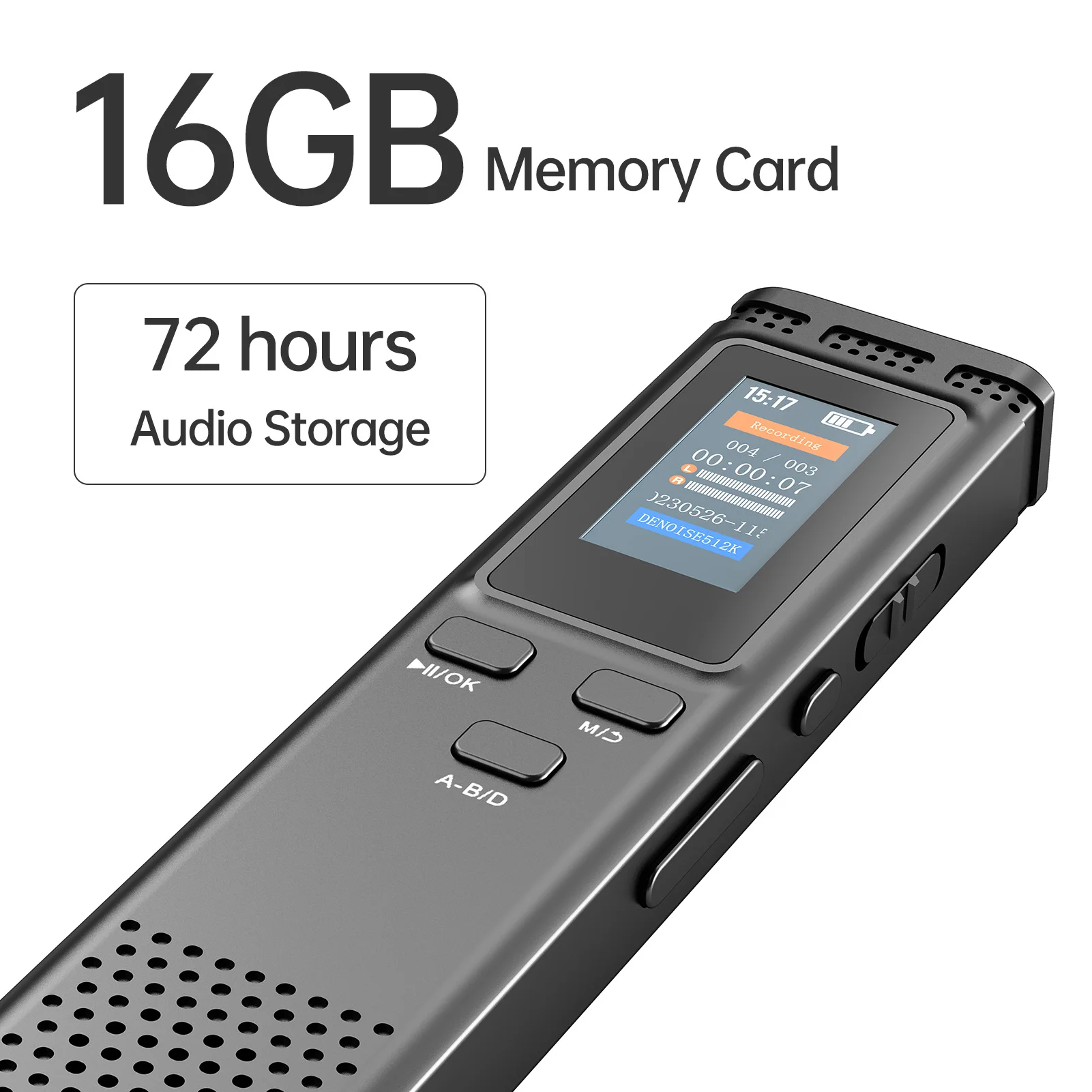 Grabación de Audio activada por voz, reducción de ruido con reproducción, reproductor de música MP3, 288 horas, 64GB/16GB/8GB, grabadora de voz Digital: Blue