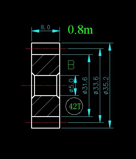 0.8m 42T/Hole 4mm 5mm 6mm 8mm/width 8mm/For Meat Grinder Parts etc.