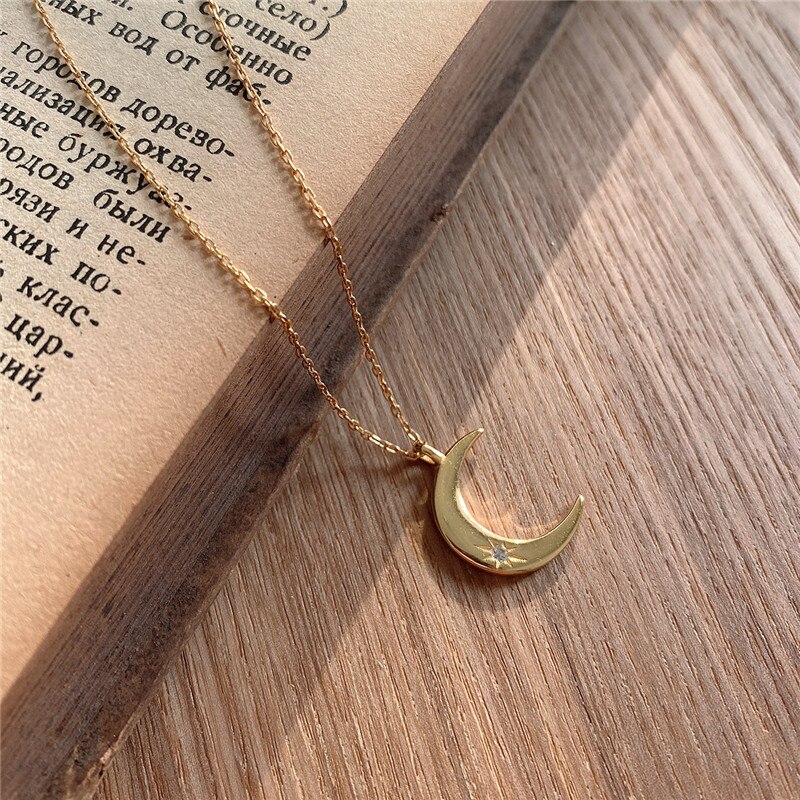 RUIYI 925 Sterling Silver European Style Women Sun Moon Pendant Necklace Simplicity Niche Chic Chokers Fine Jewelry Necklaces