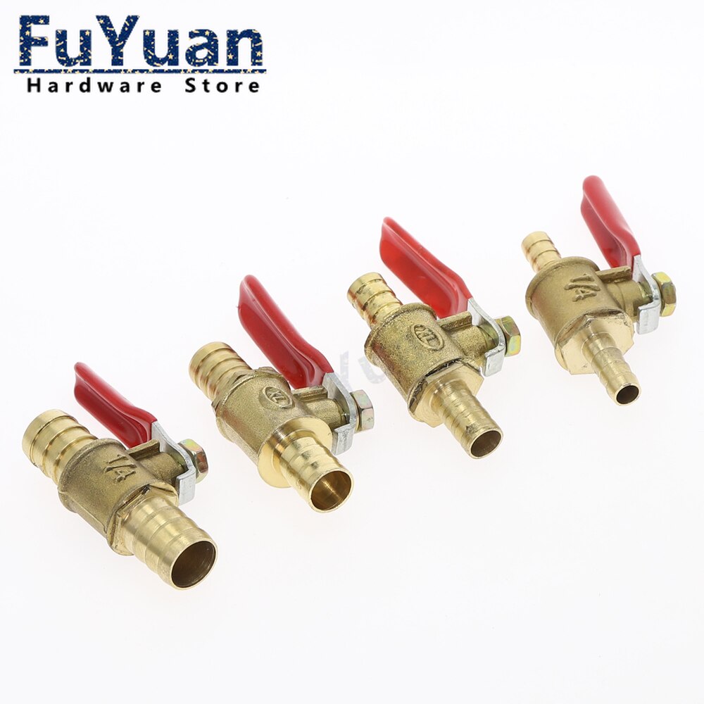 10 stuks rode handgreep klep 6/8/10/12mm slangweerhaak inline klep messing water olie lucht gas brandstofleiding kogelkraan pijpfittingen (kleur: buis OD 12 mm, maat: 10 stuks