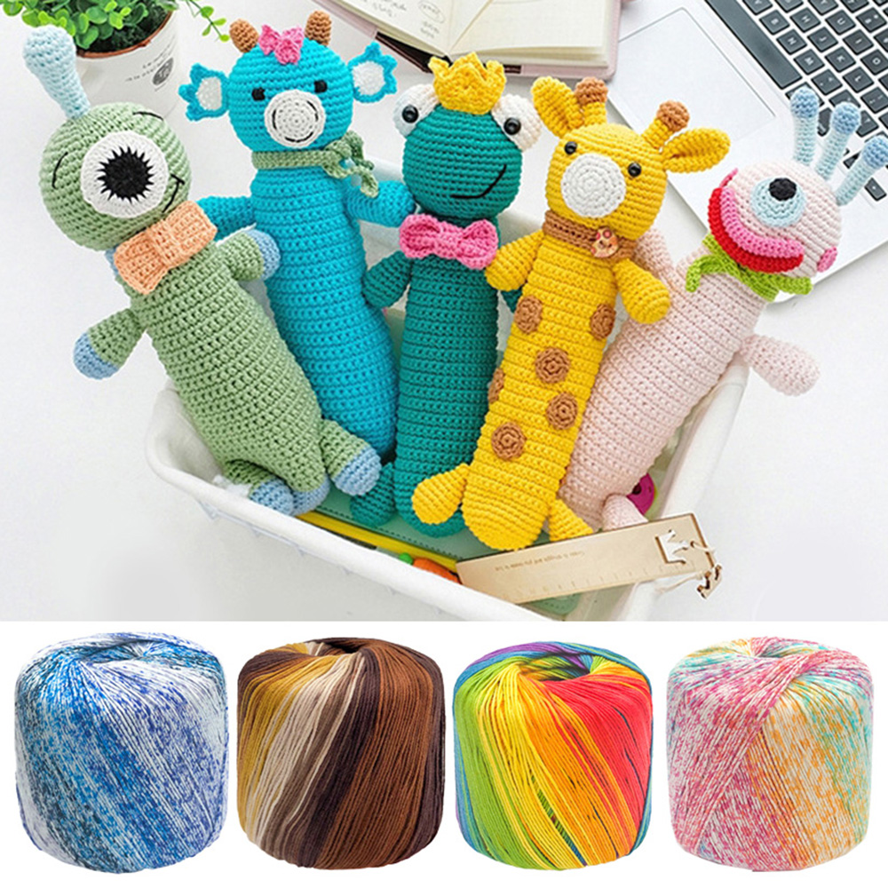 1pc Colorful Dyed Cotton Thread Wool Yarn DIY Knitted Floral Toys Sweater Thread Crochet Thread Cushion Hats Crochet Thread