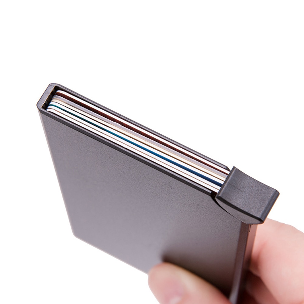 Weduoduo blokerende tegnebog rfid kreditkortholder sort kortholder aluminium slim metal kort id holder