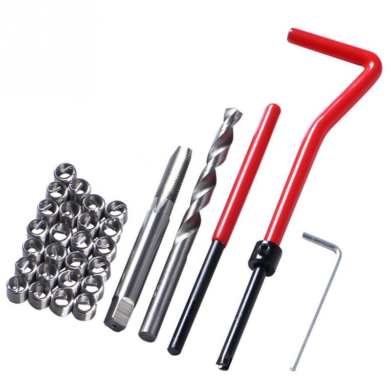 30Pcs Tap Wrench Cutter Repair Kit Hand Tools Red Thread Wire Insert stainless steel small wrench Repairing Tool Kit M5/M6/M8
