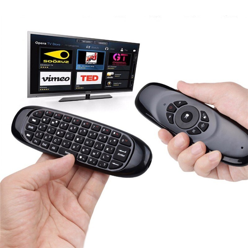 C120 fly 2.4g rf fjernbetjening luft mus engelsk russisk spansk trådløst tastatur stemme baggrundsbelysning til android smart tv box