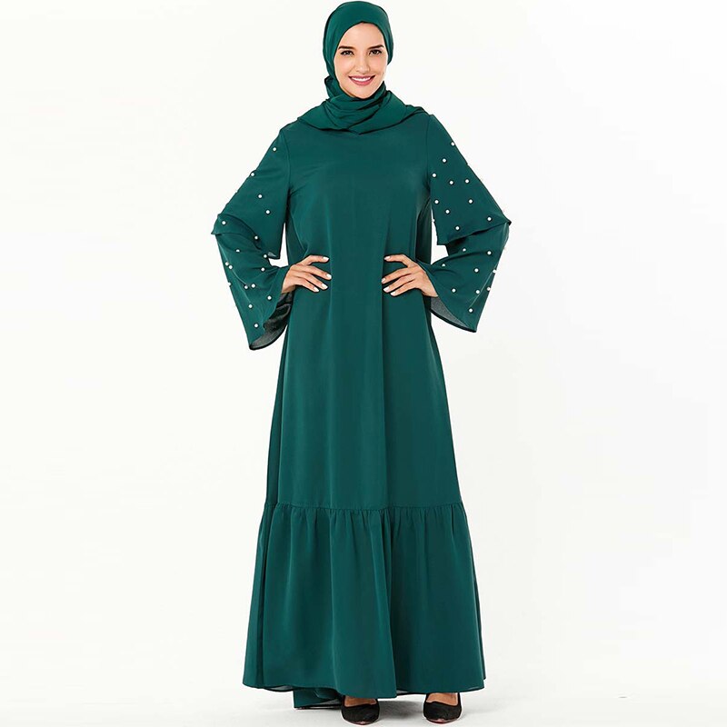 Muslim Dress Middle Eastern Dress Beaded Belt Flare Sleeve Skirt Islamic Turkey Kimono Dubai Pakistan Moroccan