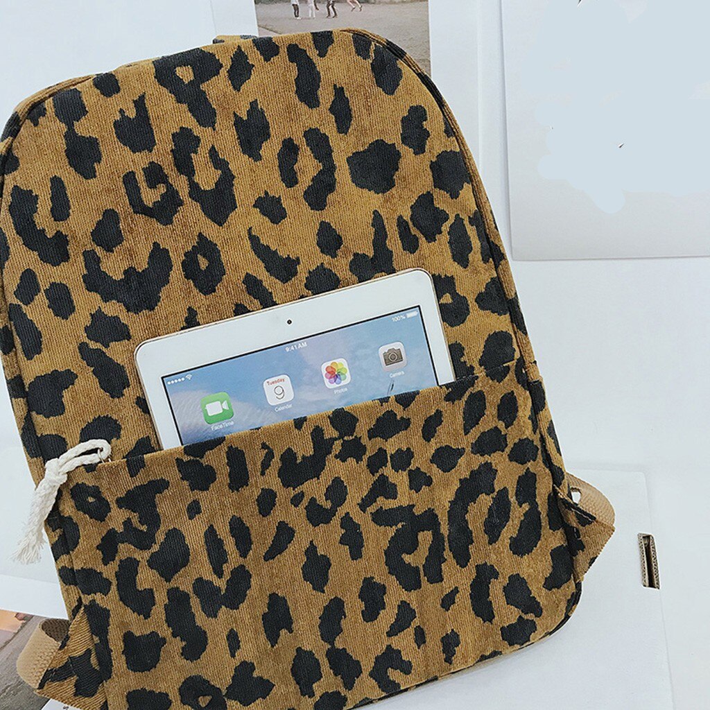 frauen Leopard Rucksack Cord Doppel Gürtel Reise Rucksack Dame Zip Leopard Tasche Große Kapazität Sport Tasche Plecak