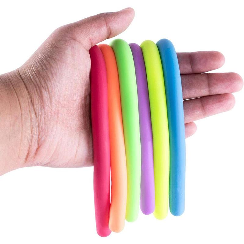 6 Stks/partij Zachte Rubber Noodle Elastische Touw Speelgoed Stretch String Decompressie Speelgoed Elastische String Fidget Relief Stress Vent Speelgoed