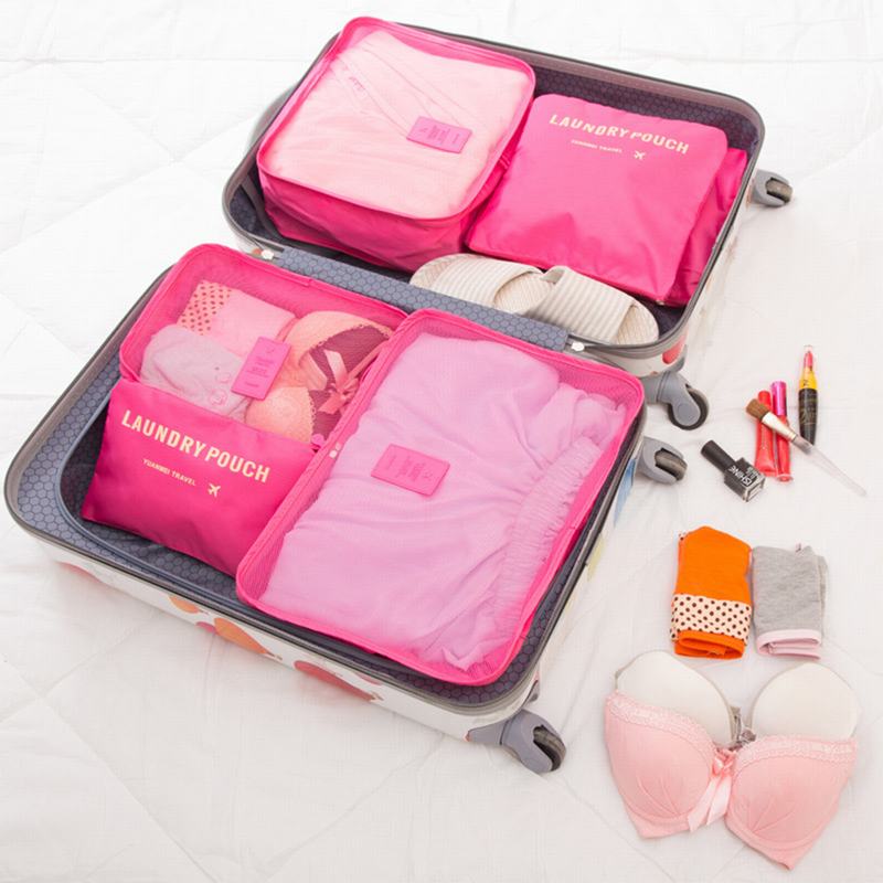 6 Stuks Set Reis Opbergzakken Koffer Inpakset Opbergdozen Draagbare Bagage Organizer Kleding Schoen Opvouwbare Organizer