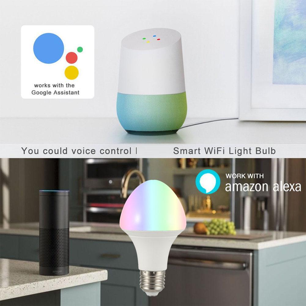 E27 7W ampoule LED intelligente lampe WiFi voix APP télécommande avec profil réglable Compatible IOS Android éclairage intérieur
