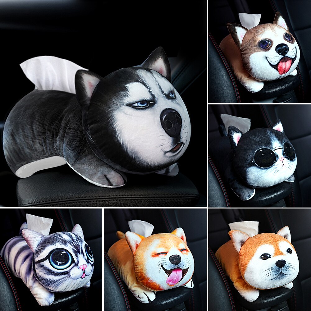 Case Napkin Car Tissue Box Armrest Accessories Plush Toy Paper Dispenser Home Cute Cartoon Multifunctional Interior Decoration