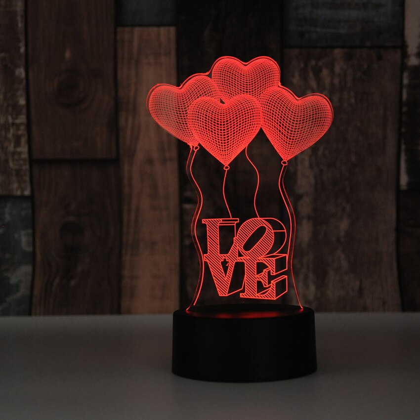 Valentinstag liebe 3D licht LED Nacht Licht 7 farben schreibtisch lampe hause glühbirne berühren lampe frau oder Mädchen freund