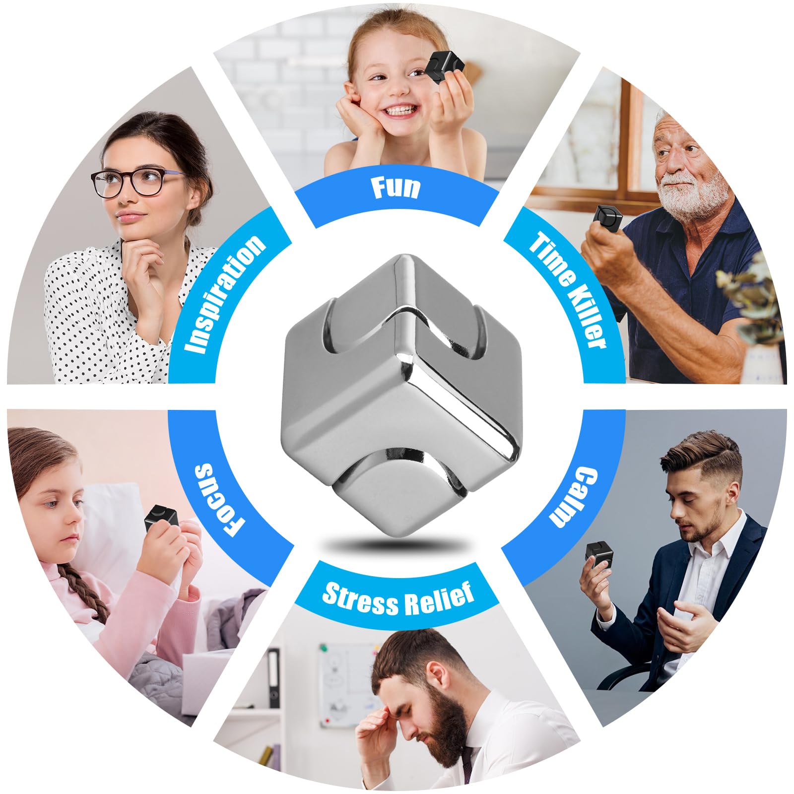 Metallinen kuutio pyörivä sormenpäägyroskooppi fidget anti stress lelut aikuisille toimisto koti matkailu kannettava spinner lelut joulu