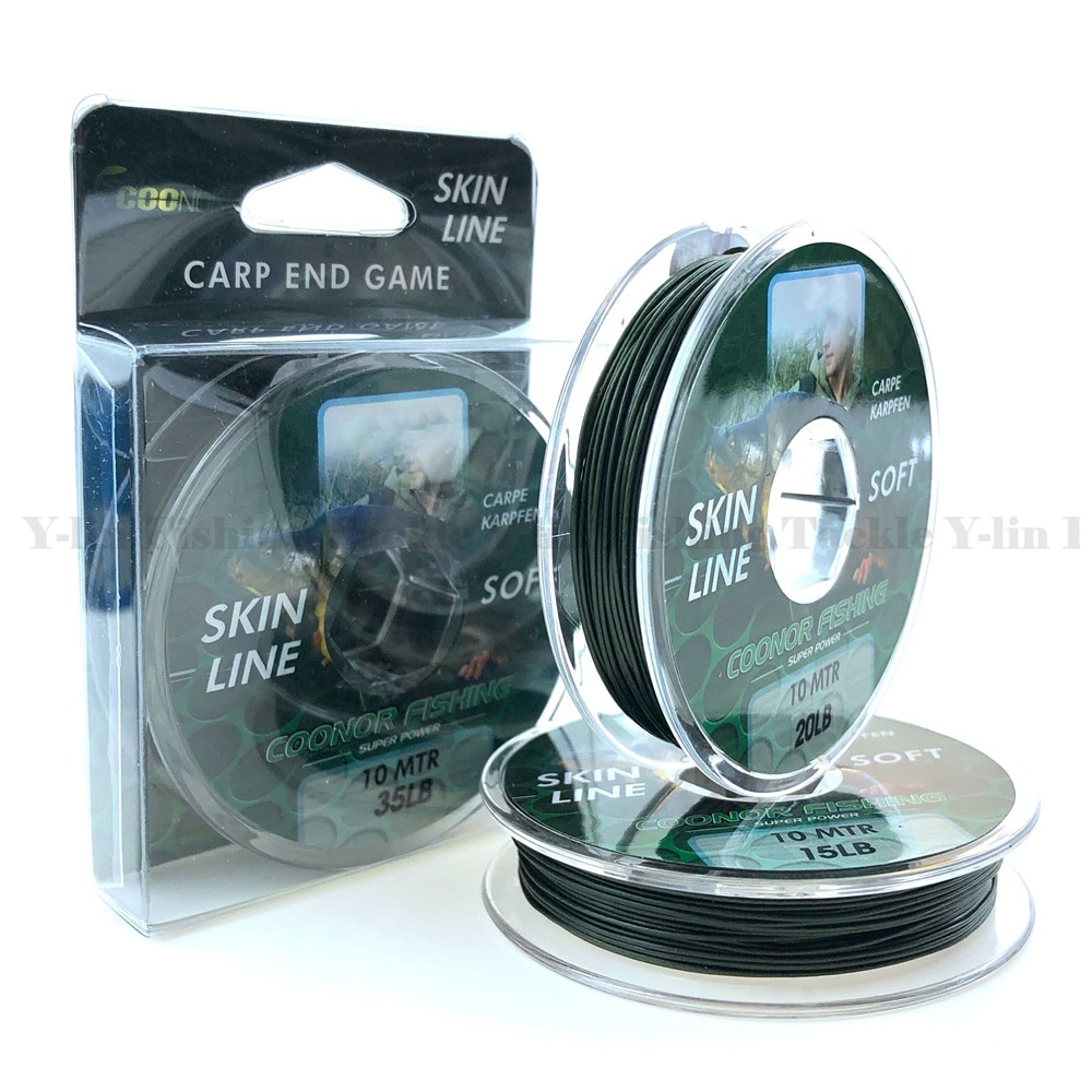 10m Carp Fishing Line Green Coated Braid HookLink Lead Core Leader For Hair Rigs Quick Sinking Skin Line 15LB 25LB 35LB