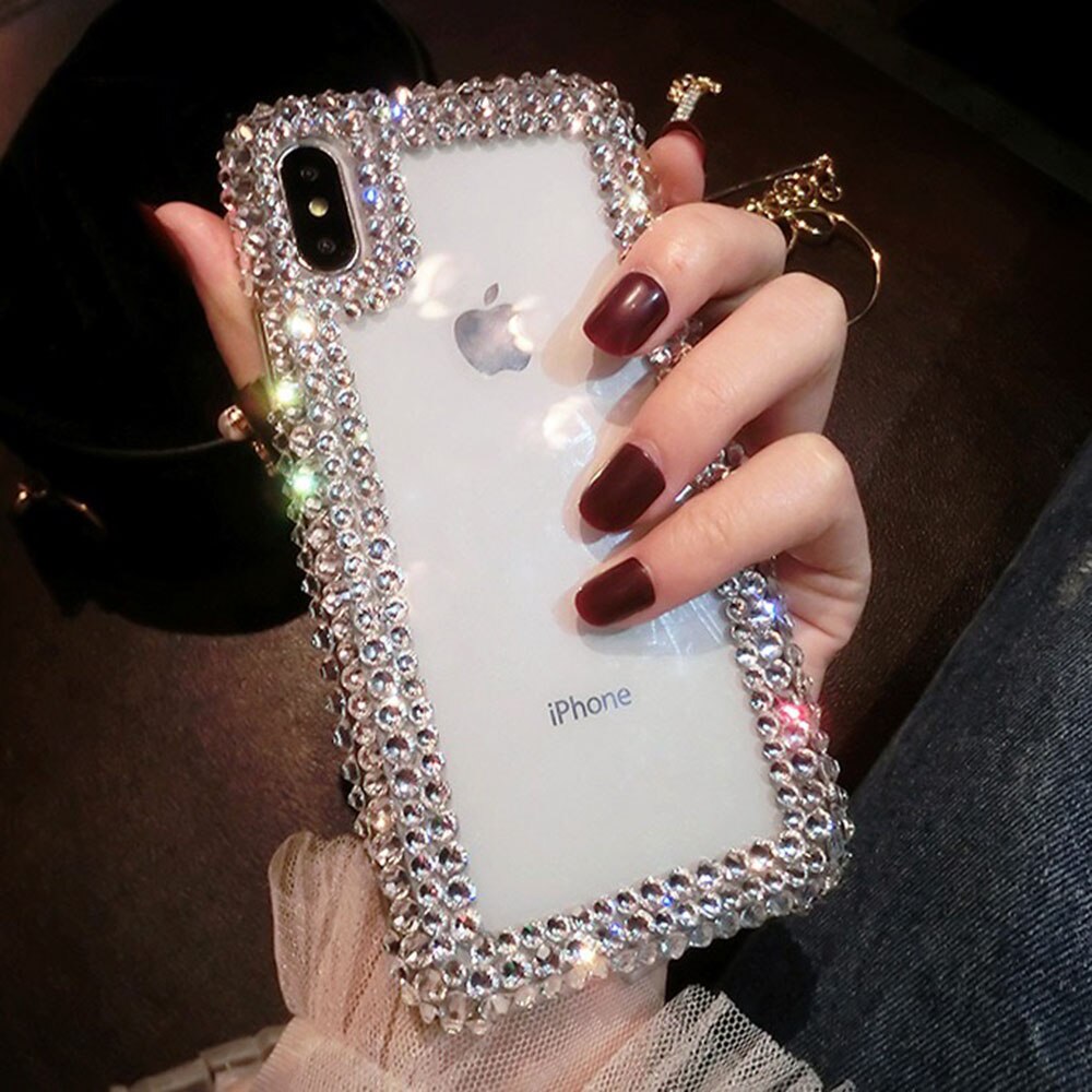 Funda de lujo para teléfono con diamantes de imitación para iPhone 11 Pro Max X XR XS MAX 6 6S 7 8 Plus carcasas TPU diamante claro cristal cubierta coque: For iPhone  8 Plus