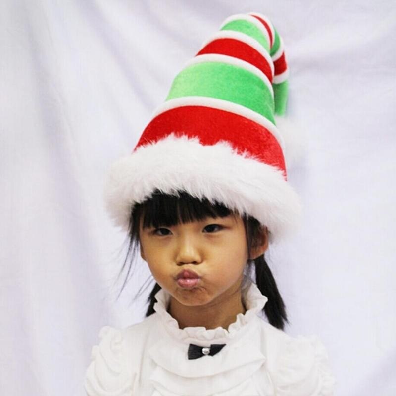 WH Funny Christmas Hat Plush Elf Santa Hat L9T8
