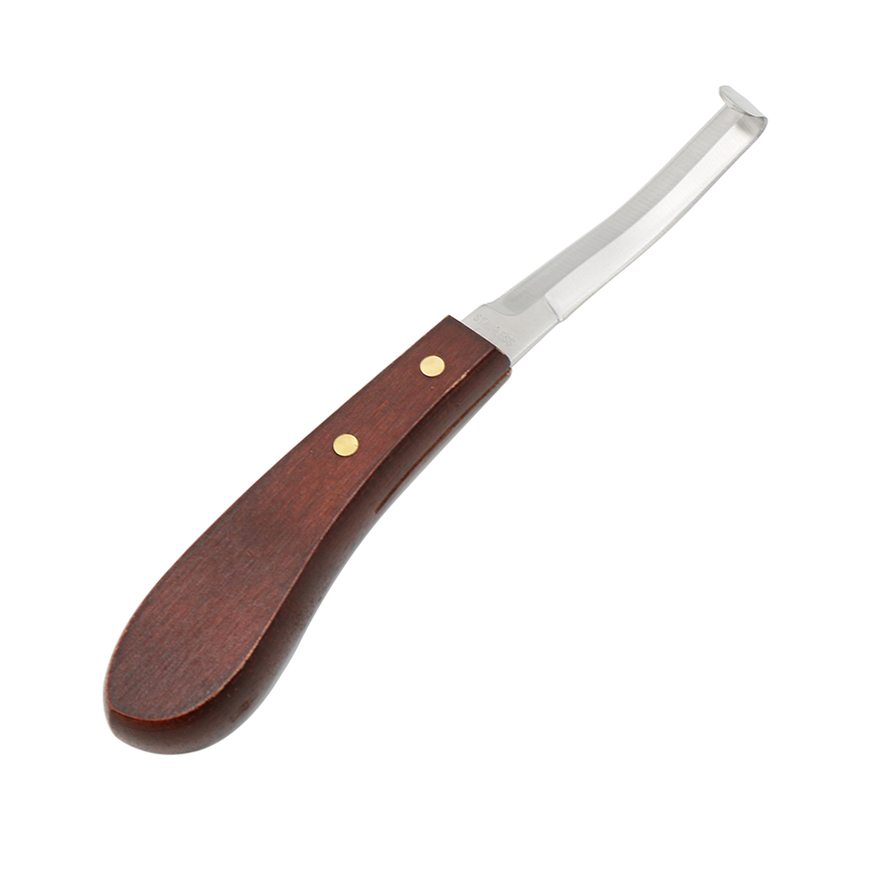 1 cuchillo para pezuñas de caballo, hoja de acero inoxidable de doble filo, cuchillos para recortar pezuñas con mango de madera, herramienta para recortar pezuñas de ganado ovino