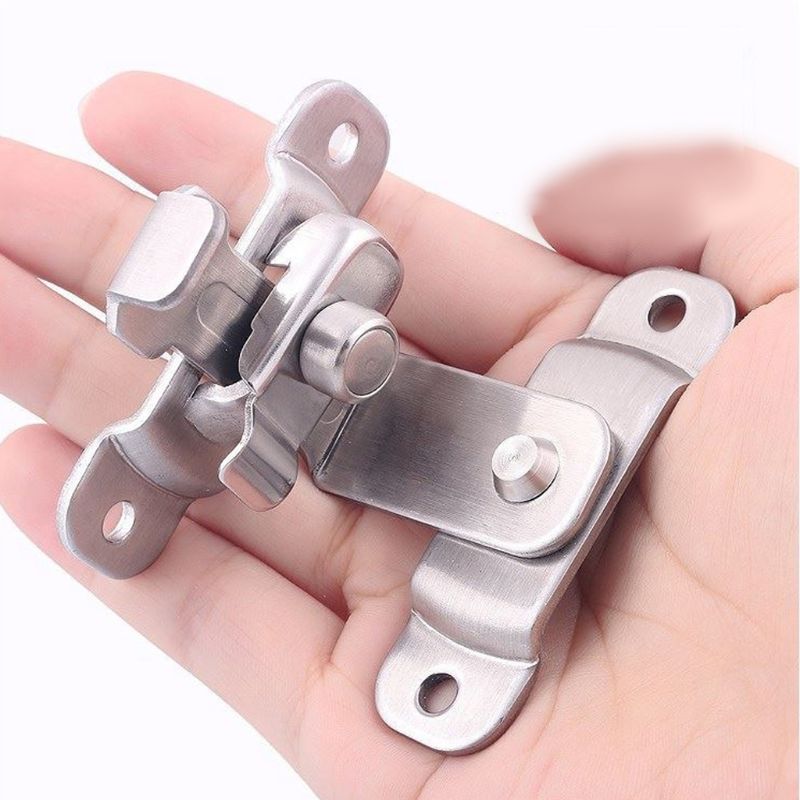 Stainless Steel Right Angle Locking Latch Sliding Barn Door Lock Doors Windows Safety Security Home Anti-Theft Guard 4XFD