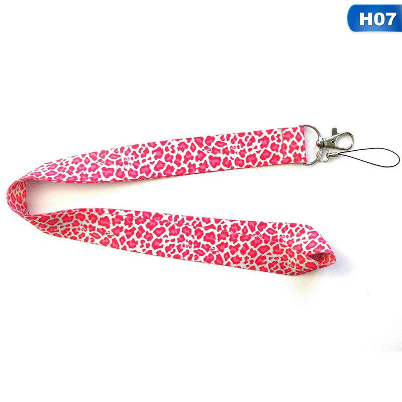 Moderno llavero con cordón de teléfono móvil tarjeta de identificación con estampado de leopardo, correas de cuello de Teléfono Animal con llavero: H07