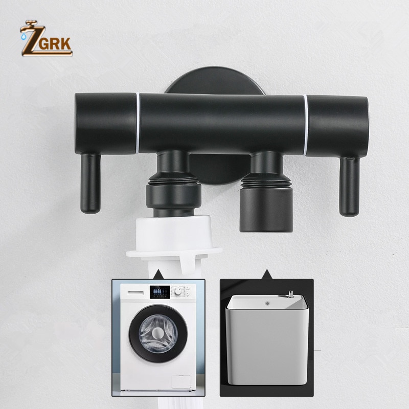 ZGRK Black Multi-Function Washing Machine Faucet Stainless steel Bathroom Mop Tap Water Taps