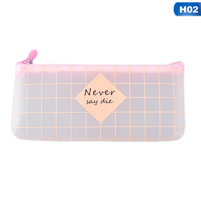 Transparent Waterproof Pencil Case Cute Pink Student Pencil Ccase Storage Bag School Stationery Supplies: H02