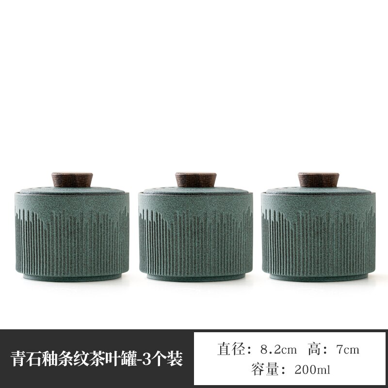 Ceramic Green Tea Caddy Household Storage Tank with Lid Kitchen Condiment Dispenser Sugar Bowl and Salt Bowl Desktop Ornaments: C