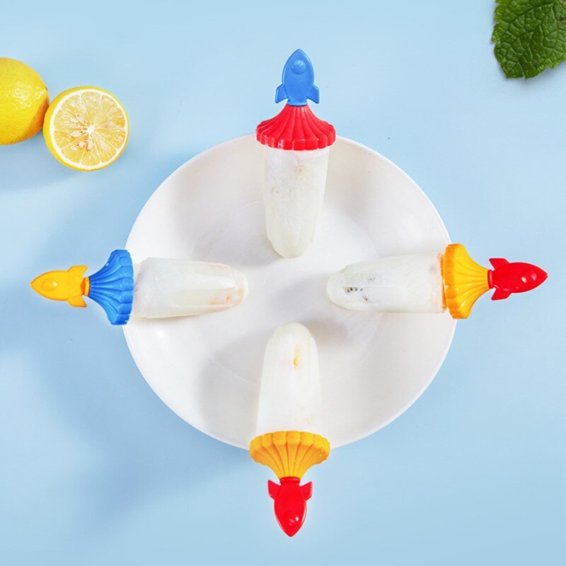 1pc criativo seis-buraco molde de gelo de plástico verão caseiro sorvete picolé foguete picolé molde com alça nova casa de verão