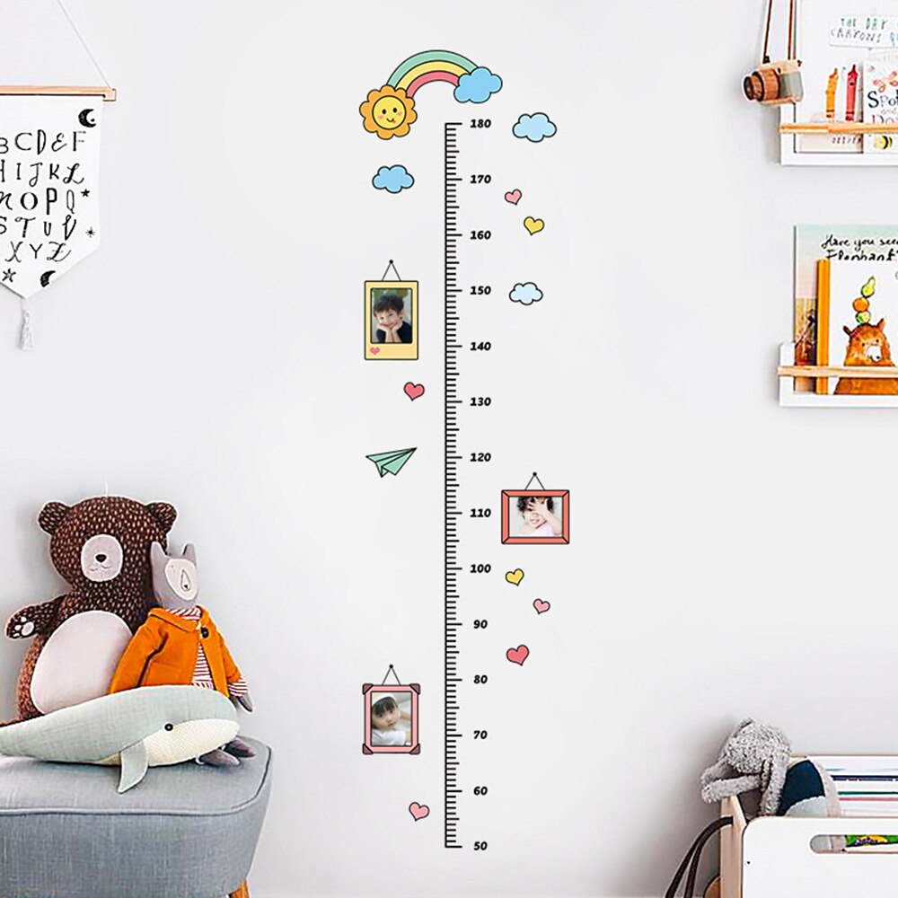 Cartoon Measure Wall Sticker Cartoons Photo Frame Moon Rainbow Height Chart Ruler Wall Sticker for Kid Room Bedroom Home Decor