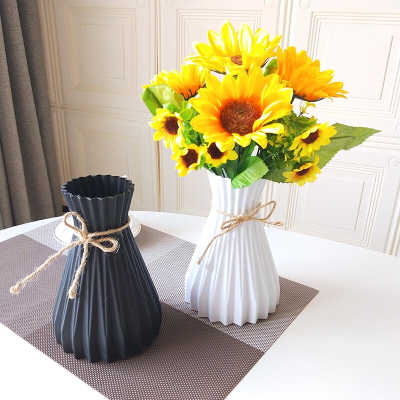 Nordic Stijl Plastic Bloem Vaas Decoratie Thuis Witte Vazen Imitatie Keramische Vaas Bloempot Decoratie Bloem Mand Vazen