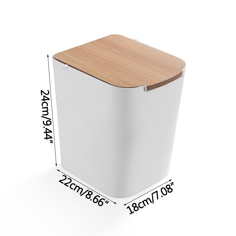 Trash Bin Household Office Supplies Mini Trash Can Desktop Bucket with Wooden Dustbin Waste Bins Small Car Trash