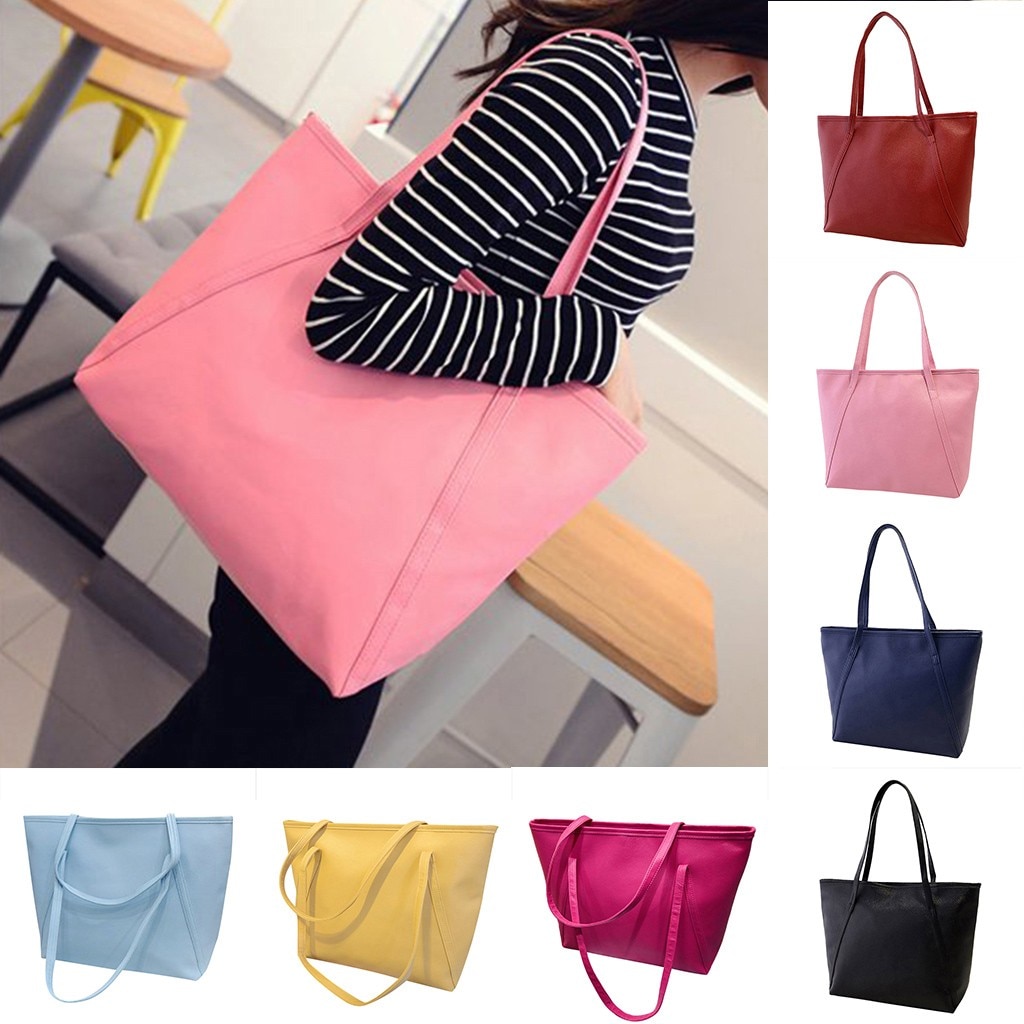 #35 Sac à Main femmes solide Simple haute capacité Sac à Main messager fourre-tout sacoche sacs à bandoulière Sac De Plage Sac Main Femme