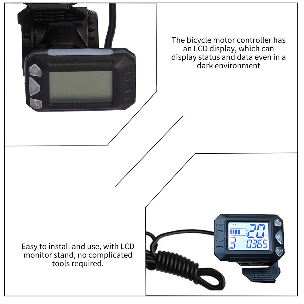 24V/36V/48V 350W Electric Bike Brushless Motor Controller With LCD Display Electric Bicycle Scooter Ebike Parts ​Easy To Install