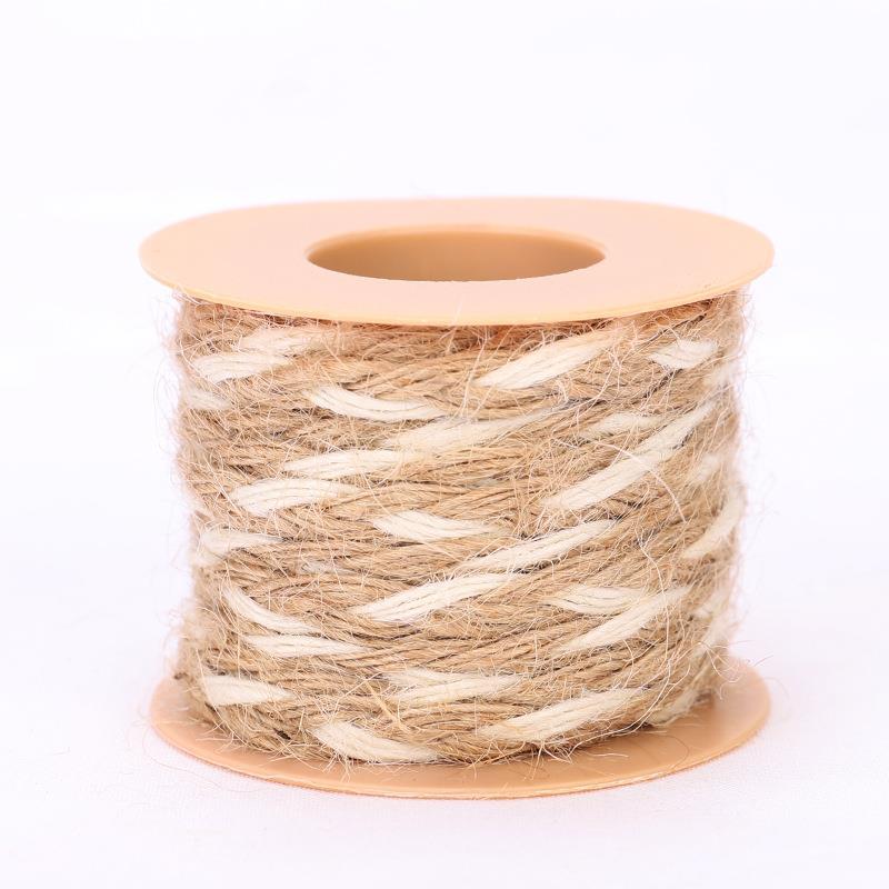 Hilo de Yute Natural de 5M, cuerda de arpillera de cáñamo, hilo para envolver de boda, bricolaje, decoración artesanal de floristería para Scrapbooking: 03-5m